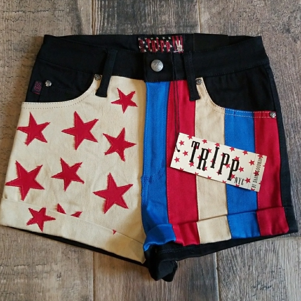 NWT Tripp NYC Flag Shorts Size 25/1 Skinny Fit